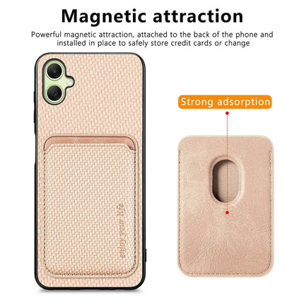 For Samsung Galaxy A06 Case Carbon Fiber Leather Back Cover with Detachable Card Bag