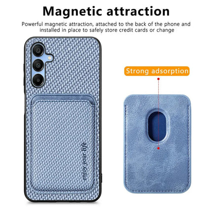 For Samsung Galaxy A16 4G / 5G Case Carbon Fiber Leather Back Cover with Detachable Card Bag