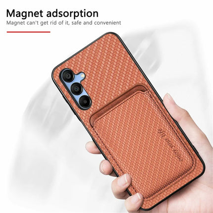 For Samsung Galaxy A16 4G / 5G Case Carbon Fiber Leather Back Cover with Detachable Card Bag