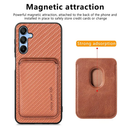 For Samsung Galaxy A16 4G / 5G Case Carbon Fiber Leather Back Cover with Detachable Card Bag
