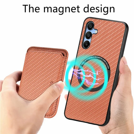 For Samsung Galaxy A16 4G / 5G Case Carbon Fiber Leather Back Cover with Detachable Card Bag