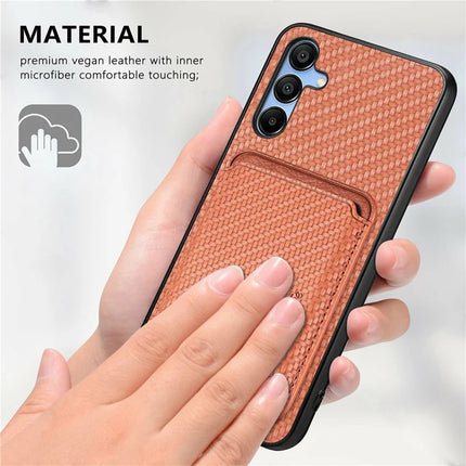 For Samsung Galaxy A16 4G / 5G Case Carbon Fiber Leather Back Cover with Detachable Card Bag