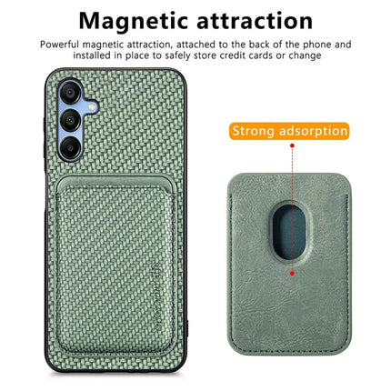For Samsung Galaxy A16 4G / 5G Case Carbon Fiber Leather Back Cover with Detachable Card Bag