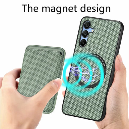 For Samsung Galaxy A16 4G / 5G Case Carbon Fiber Leather Back Cover with Detachable Card Bag