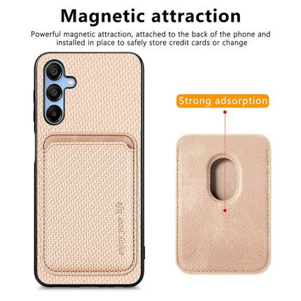 For Samsung Galaxy A16 4G / 5G Case Carbon Fiber Leather Back Cover with Detachable Card Bag