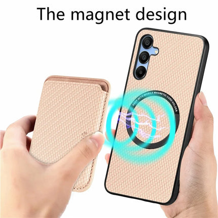 For Samsung Galaxy A16 4G / 5G Case Carbon Fiber Leather Back Cover with Detachable Card Bag