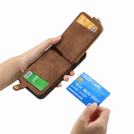 For Samsung Galaxy A16 4G / 5G Case Zipper Pocket Kickstand Leather Phone Back Cover