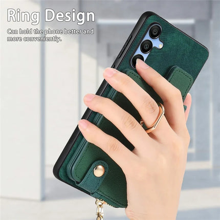 For Samsung Galaxy A16 4G / 5G Case Zipper Pocket Kickstand Leather Phone Back Cover