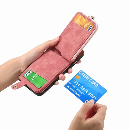 For Samsung Galaxy A16 4G / 5G Case Zipper Pocket Kickstand Leather Phone Back Cover