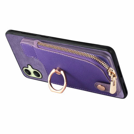 For Samsung Galaxy A06 Case Zipper Pocket Kickstand Leather Phone Back Cover