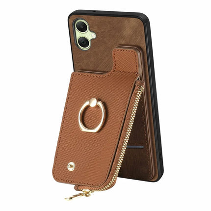 For Samsung Galaxy A06 Case Zipper Pocket Kickstand Leather Phone Back Cover