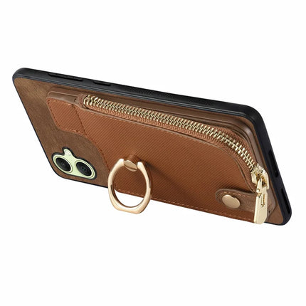 For Samsung Galaxy A06 Case Zipper Pocket Kickstand Leather Phone Back Cover