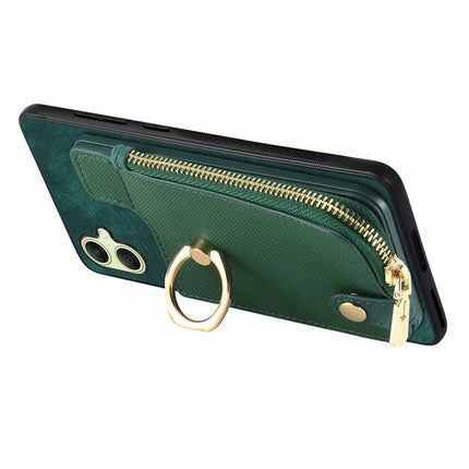 For Samsung Galaxy A06 Case Zipper Pocket Kickstand Leather Phone Back Cover