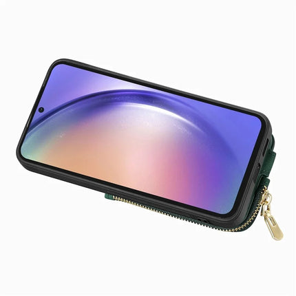 For Samsung Galaxy A06 Case Zipper Pocket Kickstand Leather Phone Back Cover