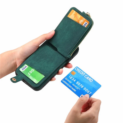 For Samsung Galaxy A06 Case Zipper Pocket Kickstand Leather Phone Back Cover