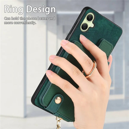 For Samsung Galaxy A06 Case Zipper Pocket Kickstand Leather Phone Back Cover