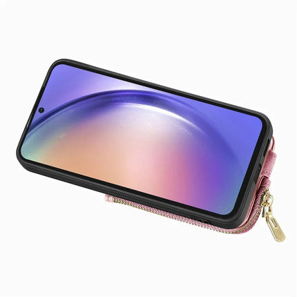 For Samsung Galaxy A06 Case Zipper Pocket Kickstand Leather Phone Back Cover