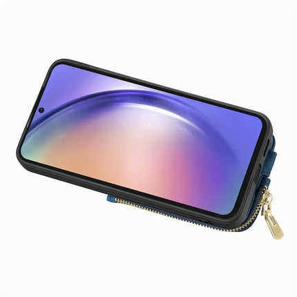 For Samsung Galaxy A06 Case Zipper Pocket Kickstand Leather Phone Back Cover