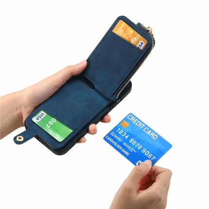 For Samsung Galaxy A06 Case Zipper Pocket Kickstand Leather Phone Back Cover