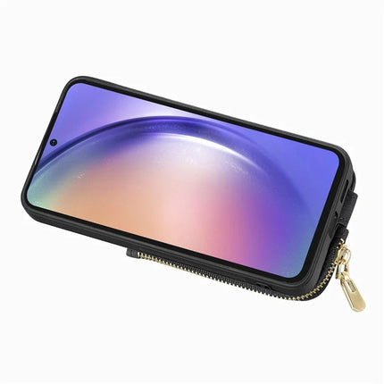 For Samsung Galaxy A06 Case Zipper Pocket Kickstand Leather Phone Back Cover