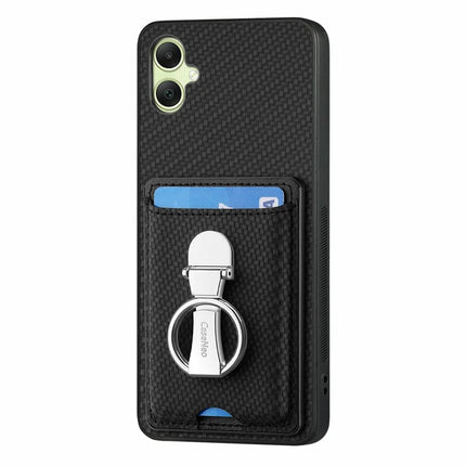 For Samsung Galaxy A06 Case Kickstand Leather Card Slots Back Cover Carbon Fiber Texture