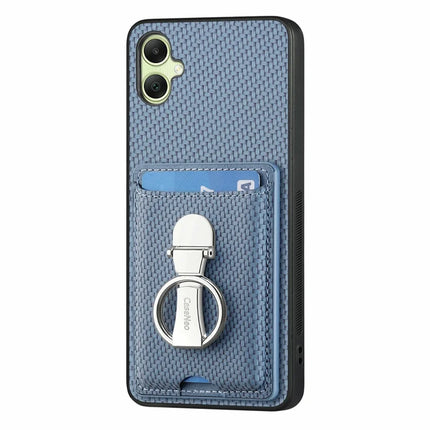 For Samsung Galaxy A06 Case Kickstand Leather Card Slots Back Cover Carbon Fiber Texture