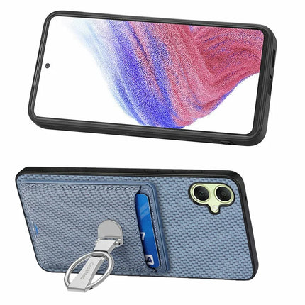 For Samsung Galaxy A06 Case Kickstand Leather Card Slots Back Cover Carbon Fiber Texture