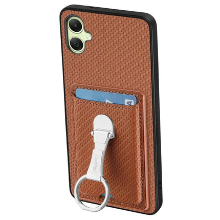 For Samsung Galaxy A06 Case Kickstand Leather Card Slots Back Cover Carbon Fiber Texture