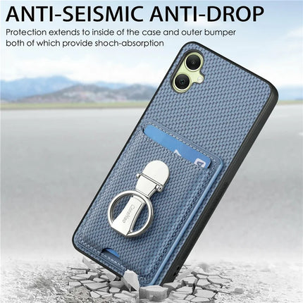 For Samsung Galaxy A06 Case Kickstand Leather Card Slots Back Cover Carbon Fiber Texture