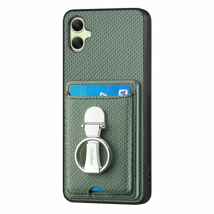 For Samsung Galaxy A06 Case Kickstand Leather Card Slots Back Cover Carbon Fiber Texture