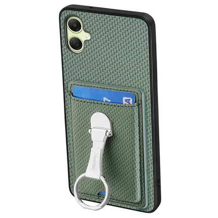 For Samsung Galaxy A06 Case Kickstand Leather Card Slots Back Cover Carbon Fiber Texture
