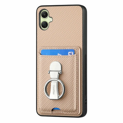 For Samsung Galaxy A06 Case Kickstand Leather Card Slots Back Cover Carbon Fiber Texture
