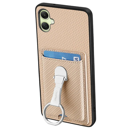 For Samsung Galaxy A06 Case Kickstand Leather Card Slots Back Cover Carbon Fiber Texture