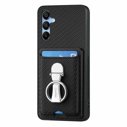 For Samsung Galaxy A16 4G / 5G Case Kickstand Leather Card Slots Back Cover Carbon Fiber Texture
