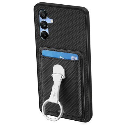 For Samsung Galaxy A16 4G / 5G Case Kickstand Leather Card Slots Back Cover Carbon Fiber Texture