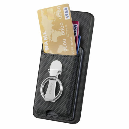For Samsung Galaxy A16 4G / 5G Case Kickstand Leather Card Slots Back Cover Carbon Fiber Texture
