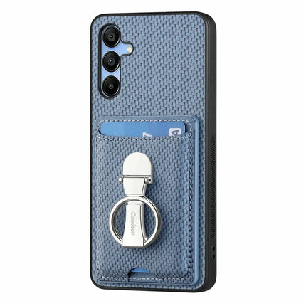 For Samsung Galaxy A16 4G / 5G Case Kickstand Leather Card Slots Back Cover Carbon Fiber Texture