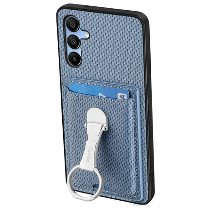 For Samsung Galaxy A16 4G / 5G Case Kickstand Leather Card Slots Back Cover Carbon Fiber Texture