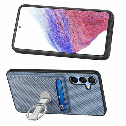 For Samsung Galaxy A16 4G / 5G Case Kickstand Leather Card Slots Back Cover Carbon Fiber Texture