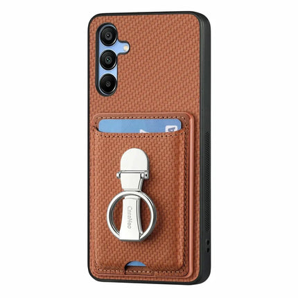 For Samsung Galaxy A16 4G / 5G Case Kickstand Leather Card Slots Back Cover Carbon Fiber Texture