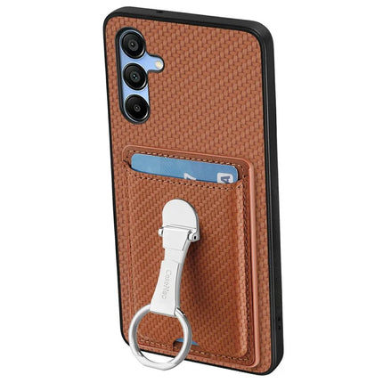 For Samsung Galaxy A16 4G / 5G Case Kickstand Leather Card Slots Back Cover Carbon Fiber Texture