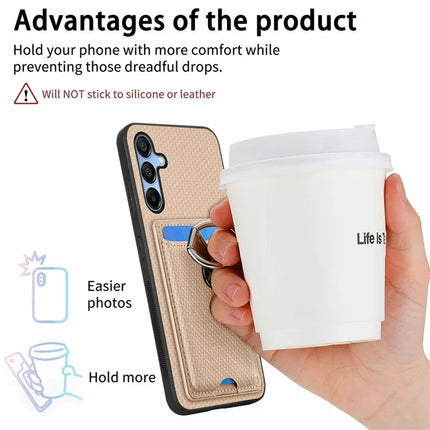 For Samsung Galaxy A16 4G / 5G Case Kickstand Leather Card Slots Back Cover Carbon Fiber Texture