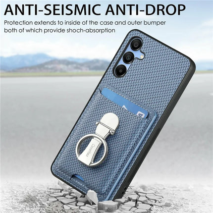 For Samsung Galaxy A16 4G / 5G Case Kickstand Leather Card Slots Back Cover Carbon Fiber Texture