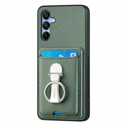 For Samsung Galaxy A16 4G / 5G Case Kickstand Leather Card Slots Back Cover Carbon Fiber Texture