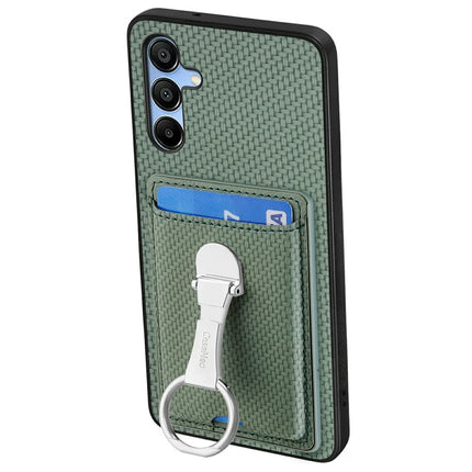 For Samsung Galaxy A16 4G / 5G Case Kickstand Leather Card Slots Back Cover Carbon Fiber Texture