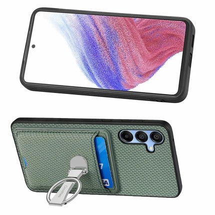 For Samsung Galaxy A16 4G / 5G Case Kickstand Leather Card Slots Back Cover Carbon Fiber Texture