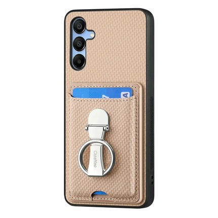 For Samsung Galaxy A16 4G / 5G Case Kickstand Leather Card Slots Back Cover Carbon Fiber Texture