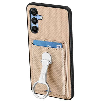 For Samsung Galaxy A16 4G / 5G Case Kickstand Leather Card Slots Back Cover Carbon Fiber Texture