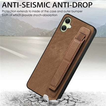 For Samsung Galaxy A06 Case Wristband Leather + TPU Phone Cover