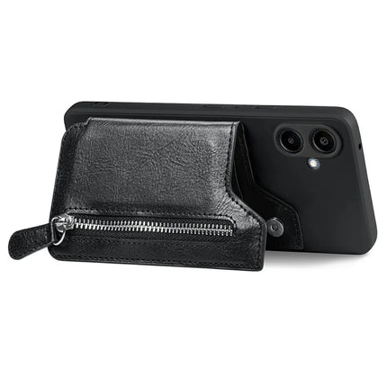 For Samsung Galaxy A06 Case PU Leather+TPU Phone Cover with Zipper Pocket Wallet